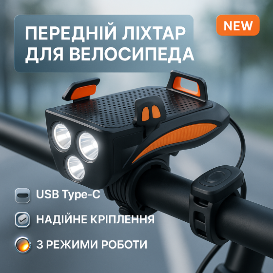 Передняя фара для велосипеда с высокой яркостью, Яркий светодиодный велофонарик, Легкий фонарь на руль LY-61 Львов