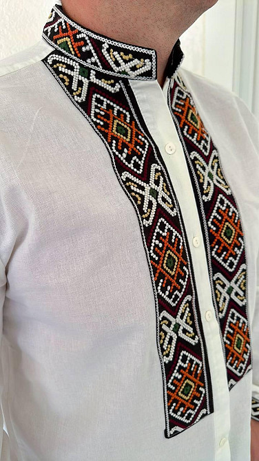 Мужская современная вышиванка с длинным рукавом коттон Одесса - изображение 2