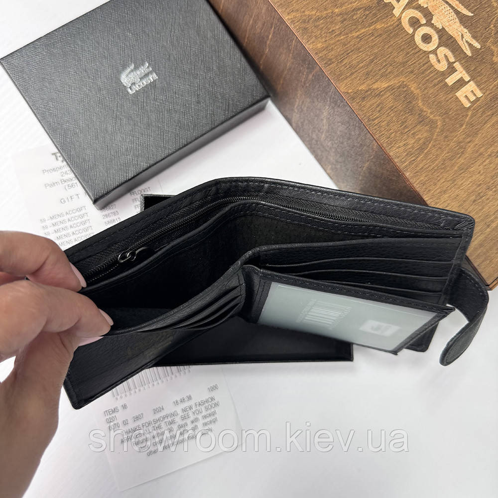 Чоловічий подарунковий набір ремінь та портмоне в дерев'яній коробці Lacoste (983) Київ - фото 6