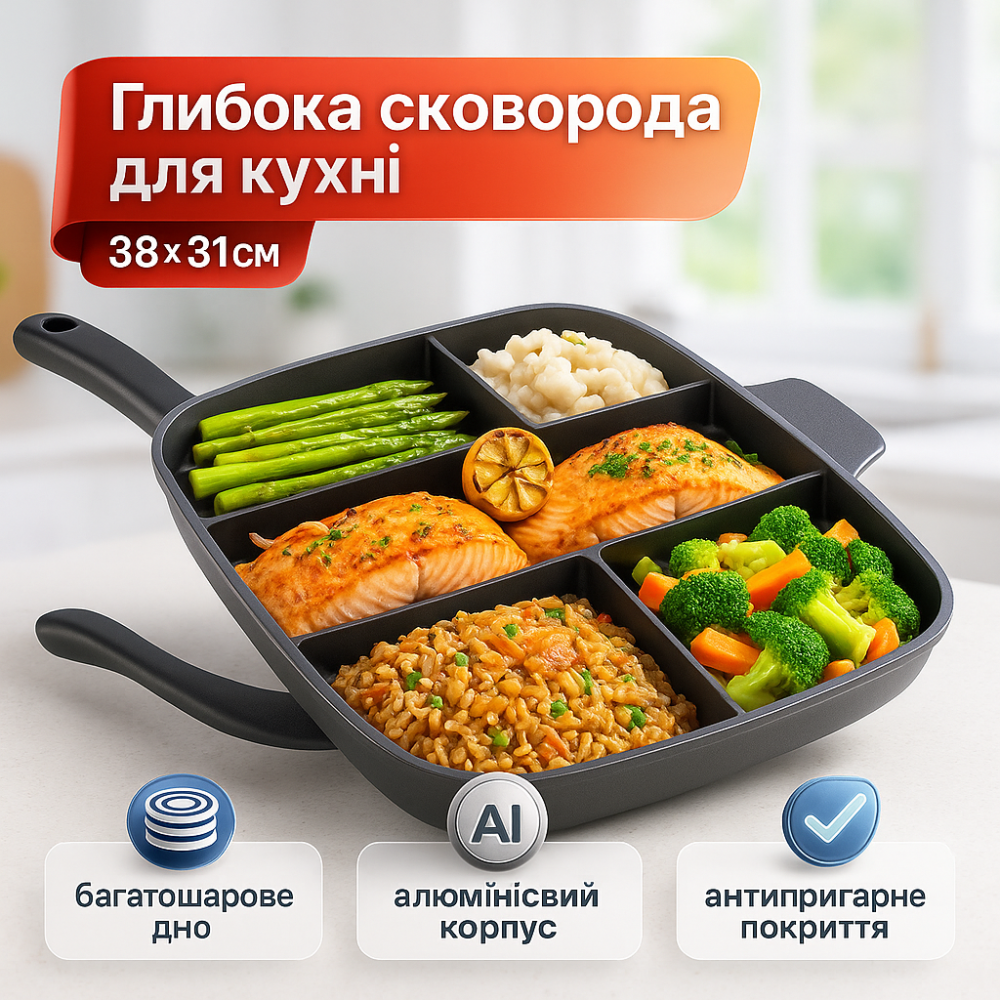 Сковорода гриль зручна, Зручна сковорода для щоденного використання, Якісні кухонні сковорідки WC-57 Львів - фото 16