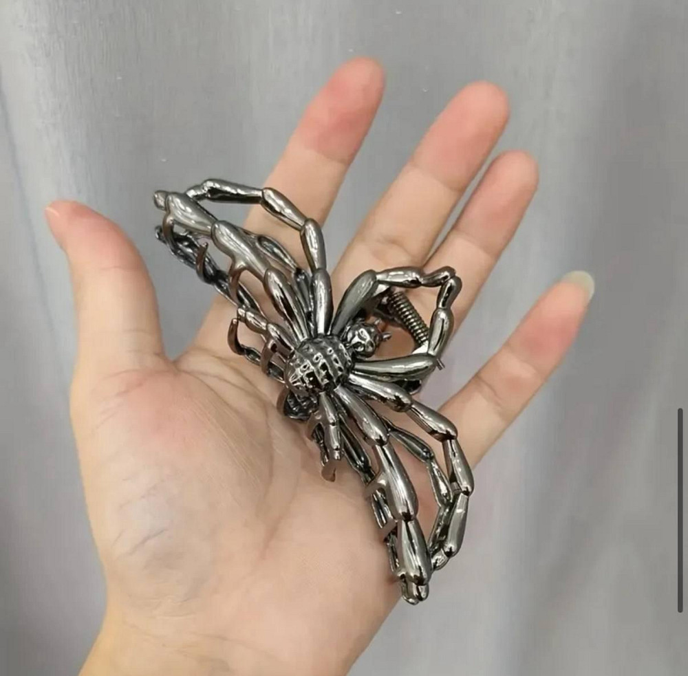 Заколка для волос в виде паука металлическая, готическая булавка краб 11 см Киев - изображение 1