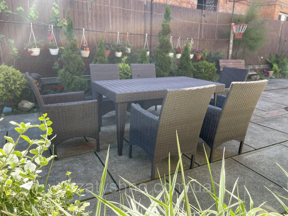 Набір ротангових вуличних меблів з 6 кріслами , колір антрацит Київ - фото 2
