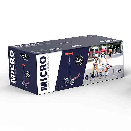 Самокат MICRO складний серії Mini Deluxe Foldable LED – Синій Дніпро