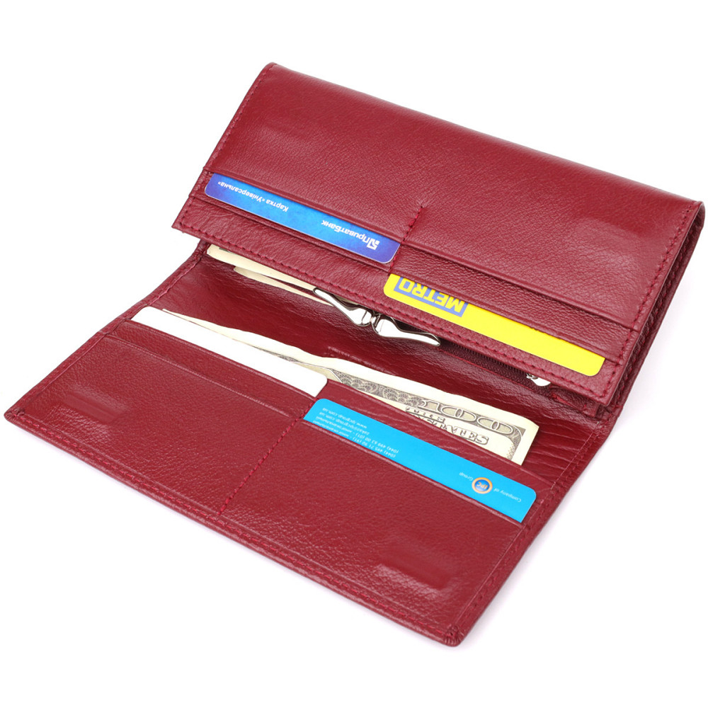 Элегантный кошелек у два сложения из натуральной кожи ST Leather 23065 Бордовый Киев - изображение 6