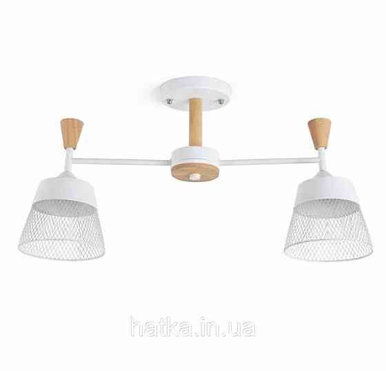 Люстра стельова на 2 плафони з елементами дерева VALESO XL25020-2 для спальні та передпокою Білий Київ