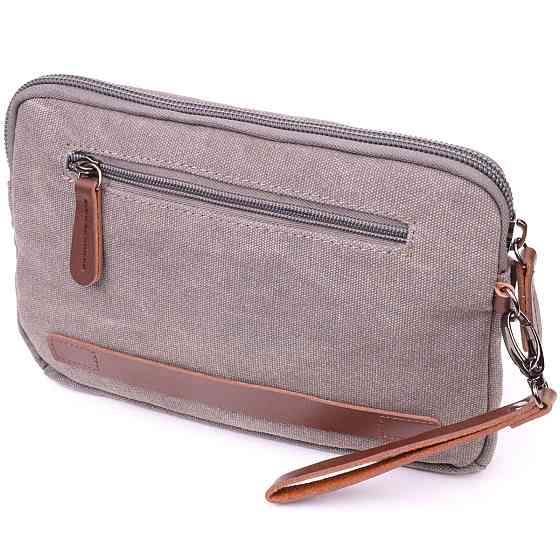 Мужская вместительная барсека из текстиля Серая (Vintage) Киев