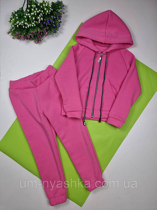 Дитячий теплий спортивний костюм на флісі рожевий 92-110 Кривий Ріг - фото 1