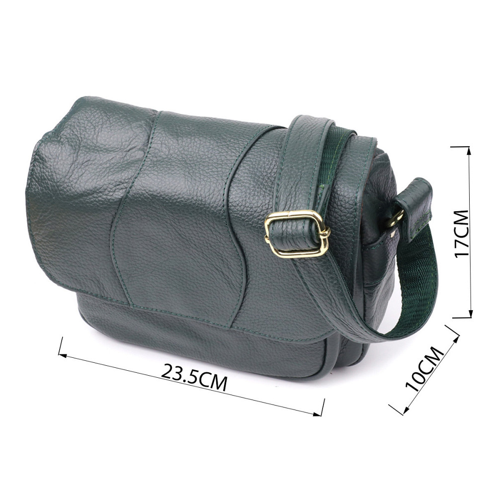 Повсякденна жіноча сумка з натуральної шкіри Vintage 22970 Зелений Київ - фото 3