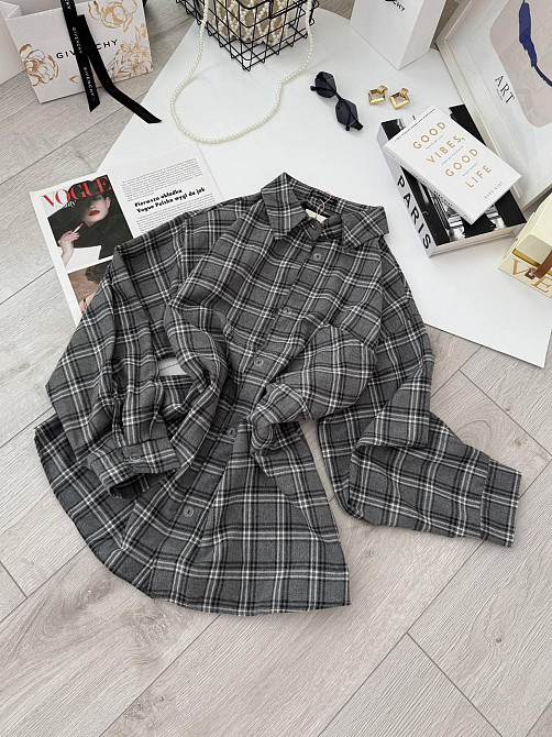 Жіноча базова оверсайз сорочка у клітинку Одеса - фото 1