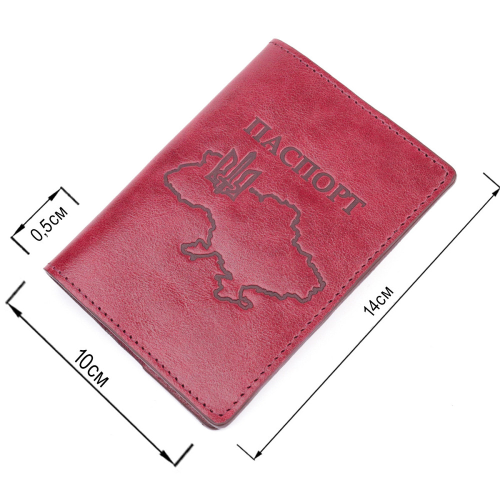 Превосходная кожаная обложка на паспорт Бордовая (GRANDE PELLE) Киев - изображение 7