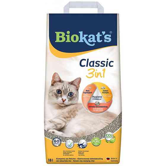 Наполнитель Biokats Classic 3in1 для кошачьего туалета, бентонитовый, 18 л Винница