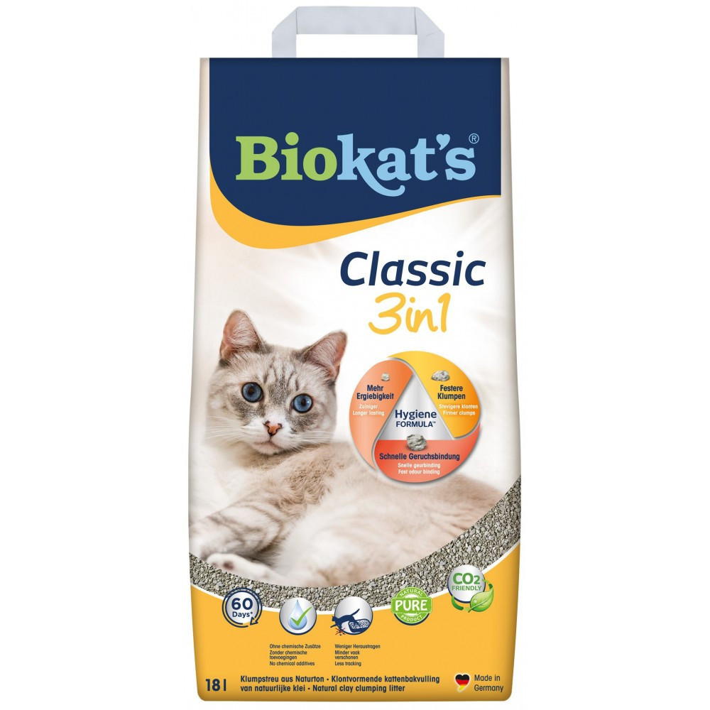 Наполнитель Biokats Classic 3in1 для кошачьего туалета, бентонитовый, 18 л Винница - изображение 1