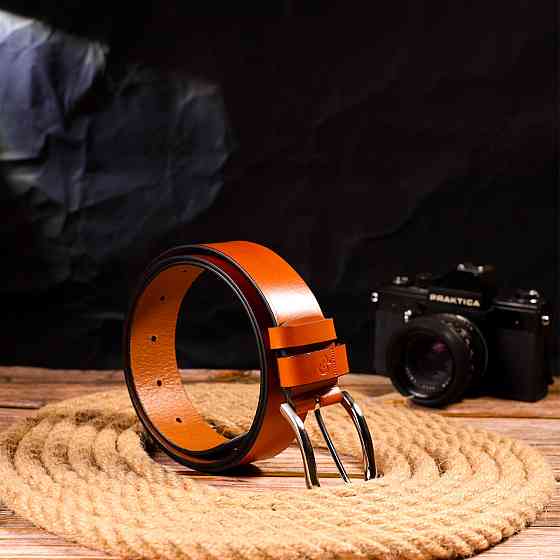 Якісний ремінь для чоловіків з натуральної шкіри Grande Pelle 21472 Рудий Київ