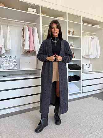 Жіночий затишний довгий кардиган з поясом Альпака Одеса