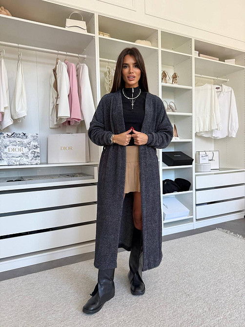 Жіночий затишний довгий кардиган з поясом Альпака Одеса - фото 6