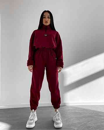 Жіночий теплий прогулянковий костюм двійка з двостороннього щільного флісу Бордо, 42/44 Одеса