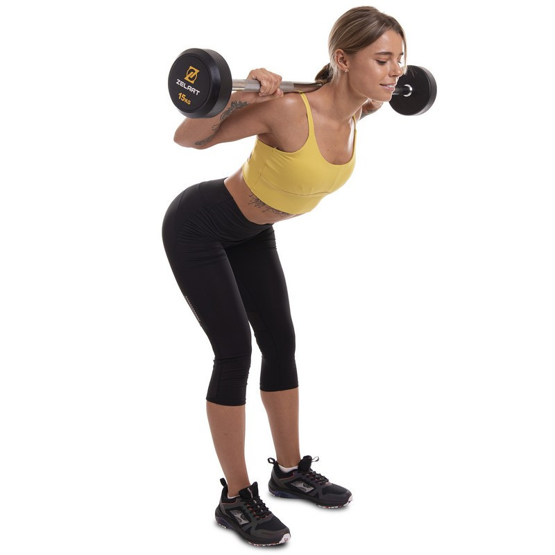 Штанга фіксована пряма гумова Zelart 2685-15 довжина 95 см 15 кг Київ - фото 9