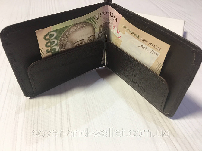 Кожаный зажим для купюр и карточек коричневого цвета ST Leather 452 Coffee Киев - изображение 5