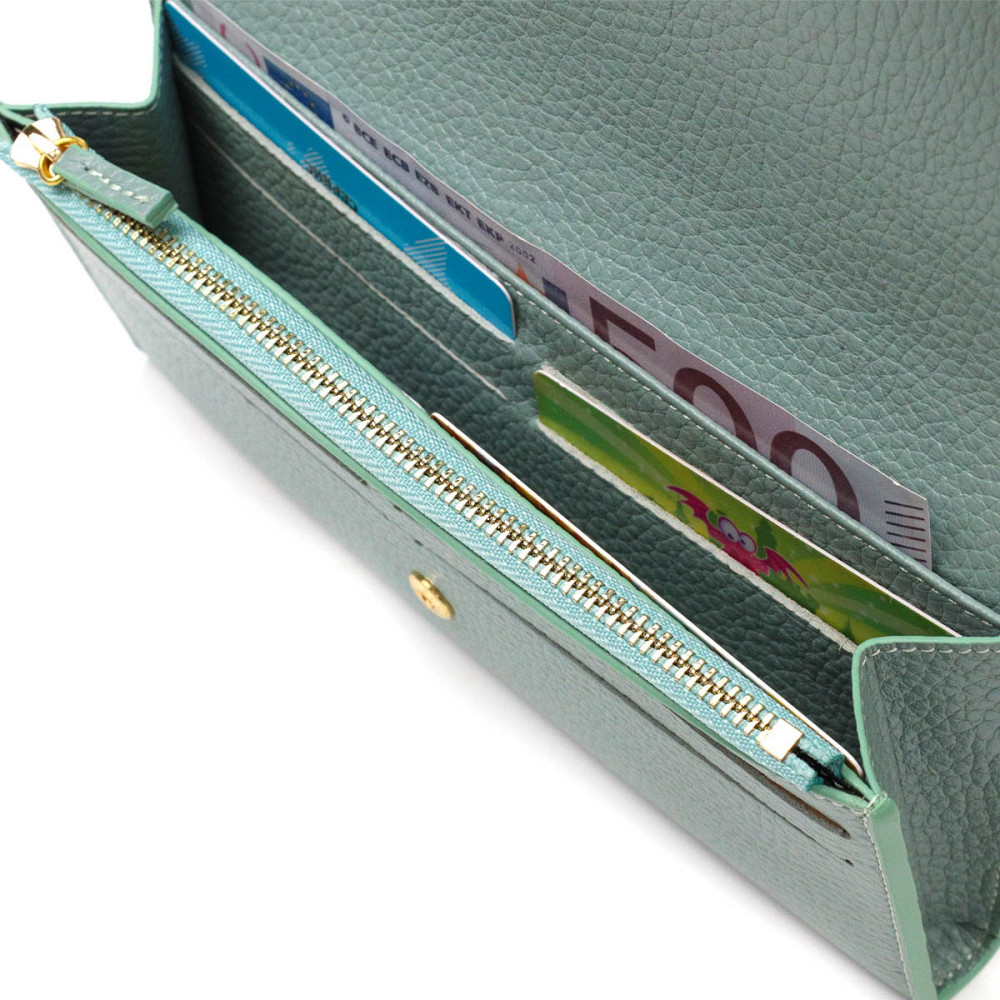 Чудовий жіночий гаманець із монетницею на блискавці з натуральної шкіри Сіро-зелений (Tony Bellucci) Київ - фото 1