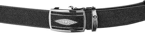 Ремінь-автомат STINGRAY LEATHER 18203 з натуральної шкіри морського ската Чорний Київ