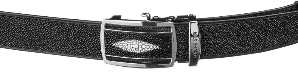 Ремінь-автомат STINGRAY LEATHER 18203 з натуральної шкіри морського ската Чорний Київ - фото 2