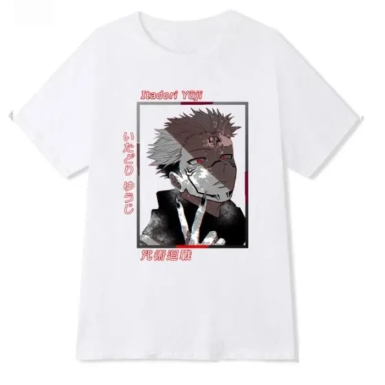 Футболка чоловіча з аніме принтом Магічна Битва / Годжо Розмір оверсайз (S/M/L) Білий AnimeT1087 Дніпро