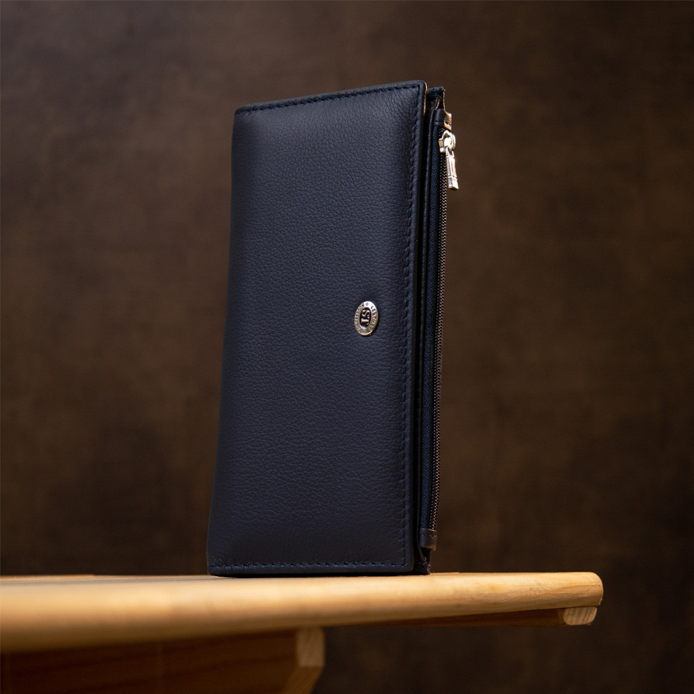 Стильний жіночий шкіряний гаманець ST Leather 19382 Темно-синій Київ - фото 3