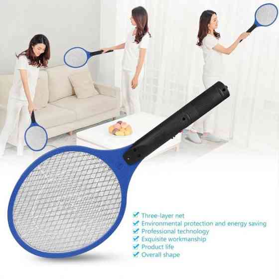 Мухобойка электрическая от насекомых, Аккумуляторный уничтожитель комаров, мошек, мух. Цвет: синий KI-14 Львов