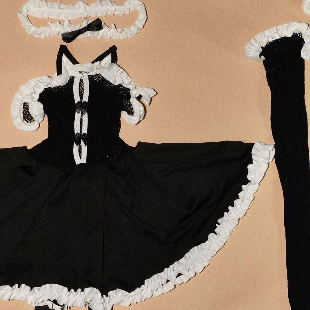 Еротичний рольовий костюм кішки з вухами, панчохами, чокером та рукавичками S/M/L чорний Вінниця - фото 8