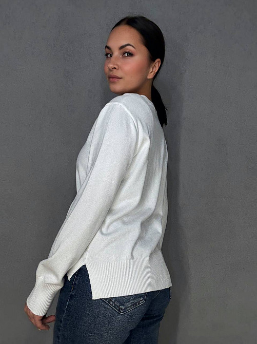 Свитер женский A-N 2609 с нашивкой медвежонок оверсайз базовый one size, белый, one size Киев - изображение 19