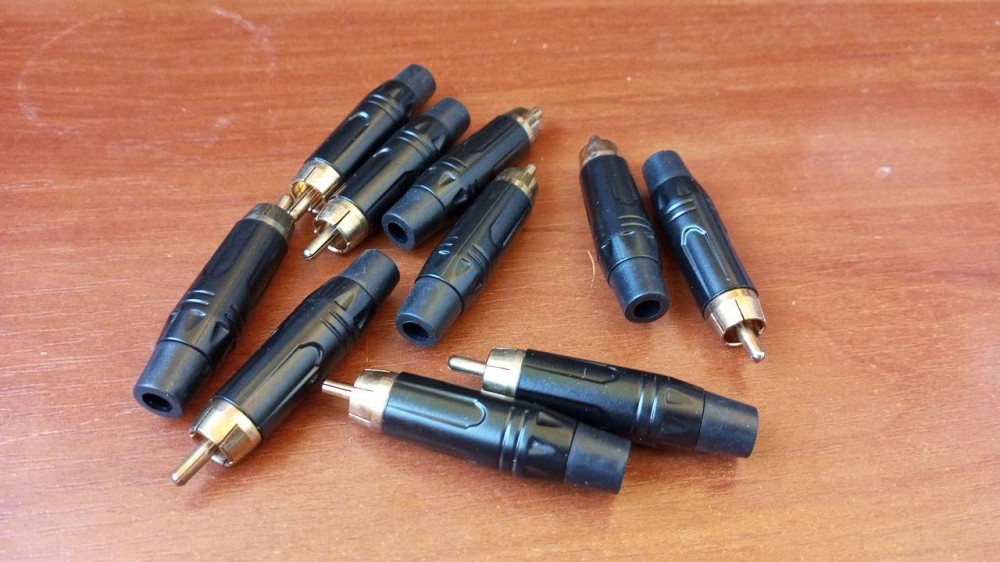 Штекер RCA gold, метал корпус, чорний Полтава - изображение 1