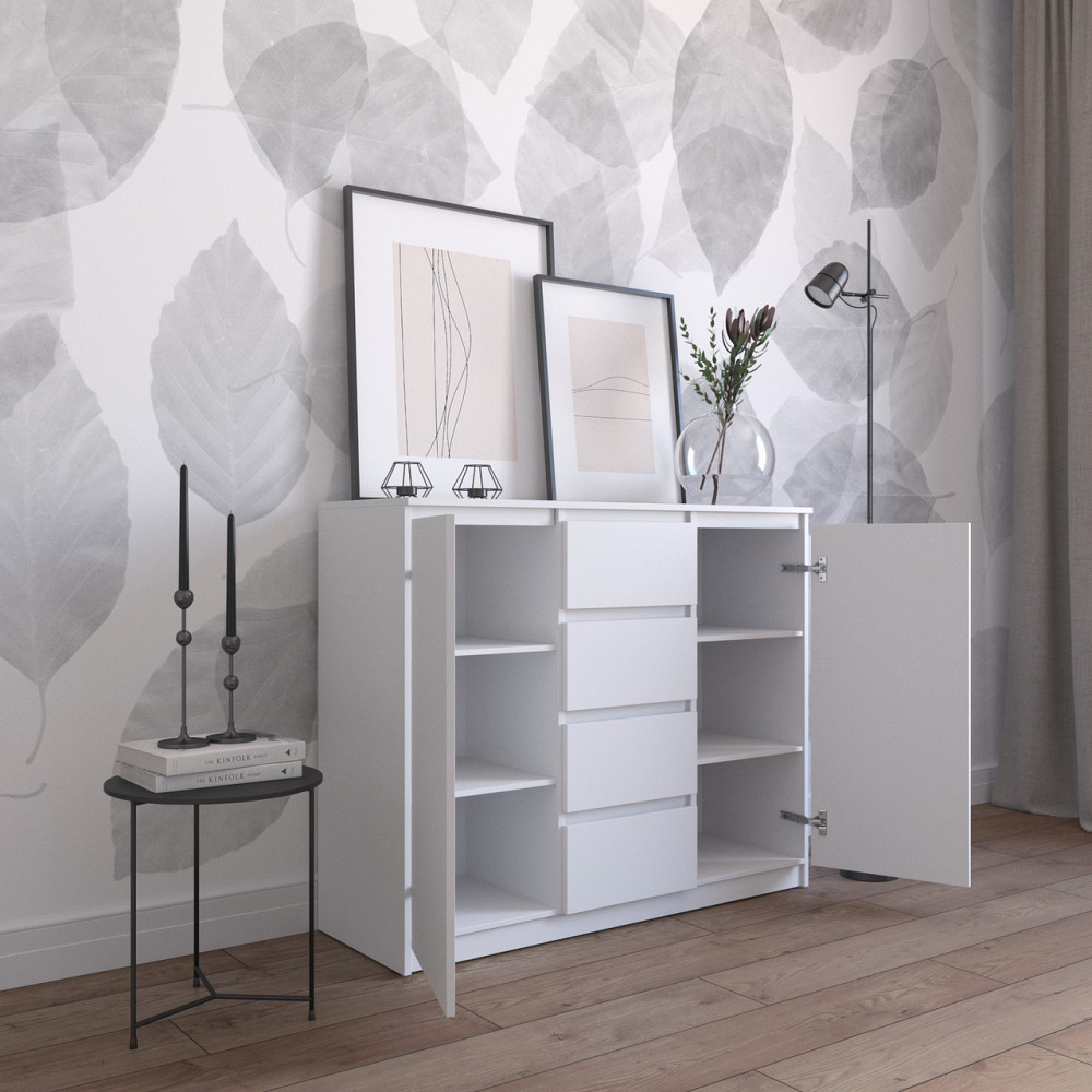 Комод VAYS R-11, 4 шухляди та 2 відділення з полицями, без ручок, ЛДСП, 120×40×98 см - для спальні, вітальні, передпокою Львів - фото 2