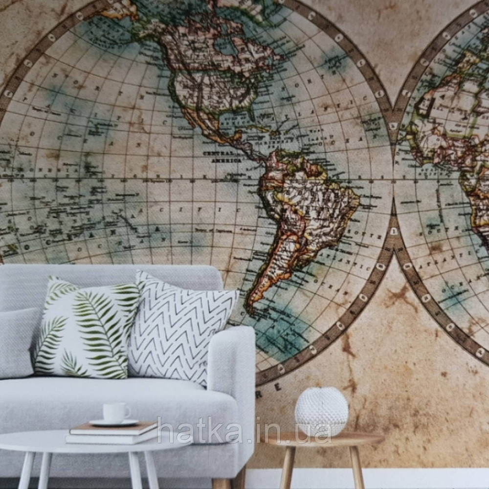 Шпалери вінілові на флізелін карта світу Київ - фото 2