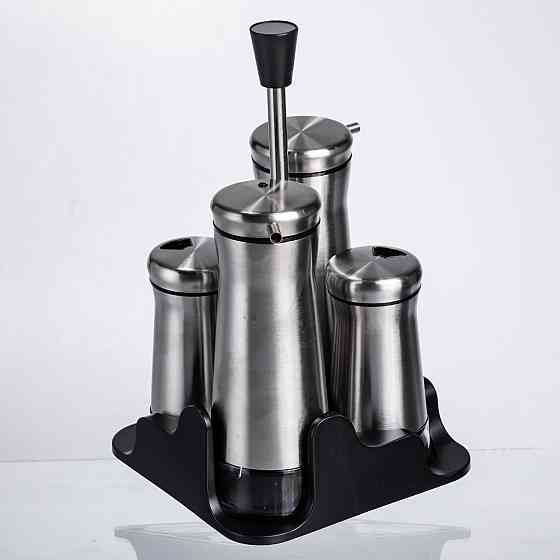 Набір баночок для спецій та рідких текстур 4 предмети на підставці, сталь HP-1346 Коломия