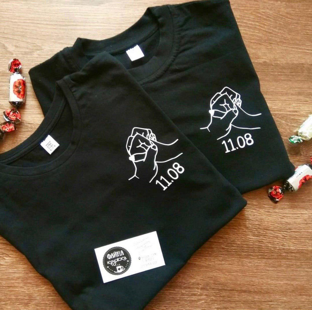 Черные Парные футболки для парня и девушки - ручки Черновцы - изображение 1