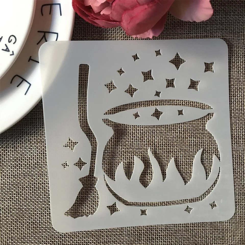 Трафарет на Хелловін Казан 13 на 13 см сірий Київ - фото 1