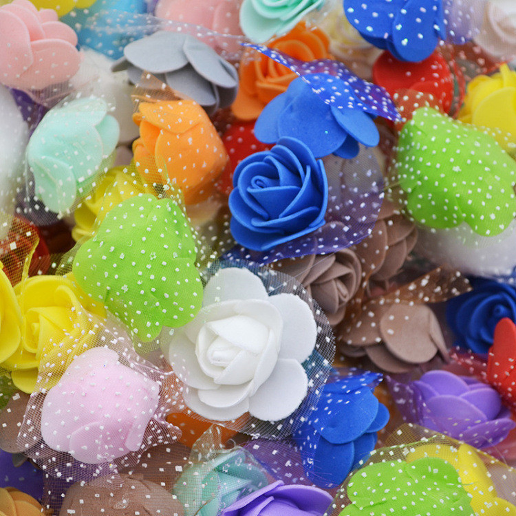 Головки квітів для рукоділля з фатином 50 штук 3 см різнобарвний Київ - фото 1