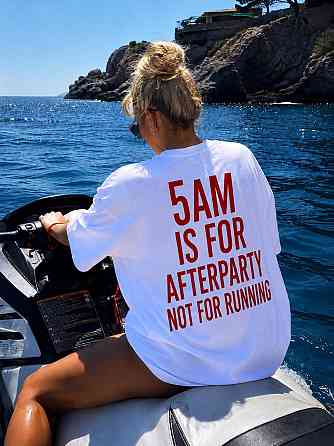 Футболка оверсайз «5 AM IS FOR AFTERPARTY» — стильна футболка з написом XXL, Чорний Чернівці