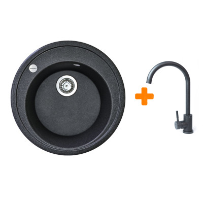 Мойка кухонная Adamant Sun графіт + змішувач (4824296910113) Вінниця - фото 1