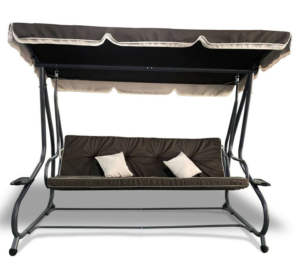 Садовая качеля четырехместная Avko Relax Plus с козырьком для сада, дачи садовые качели Коричневый Киев - изображение 2