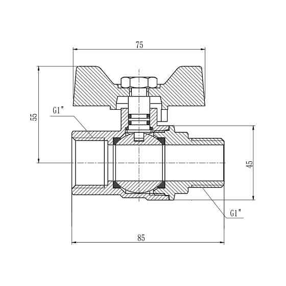Кран кульовий Thermo Alliance Forte 1" ВН для газу (метелик) SF607G25 Київ