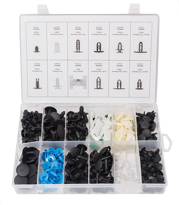 Набор клипс 308 предметов (FIAT), пластиковом органайзере Forsage F-01Z0242 Одесса - изображение 1