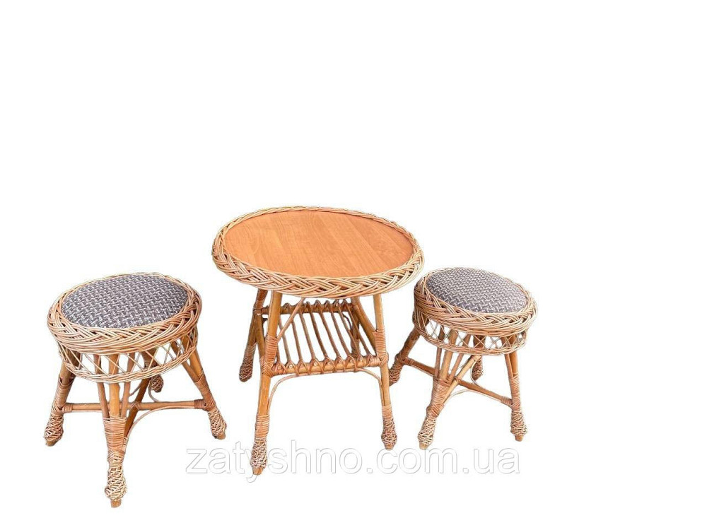 Комплект дачних плетених меблів з табуретками Київ - фото 1