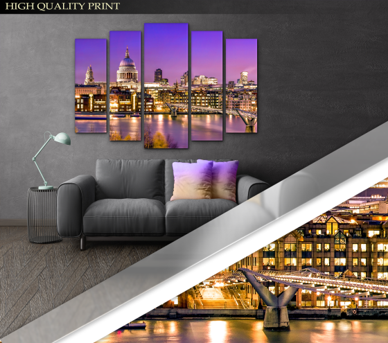 Модульна картина Місто Захід Art-310_5 ( 80х118см ) Київ