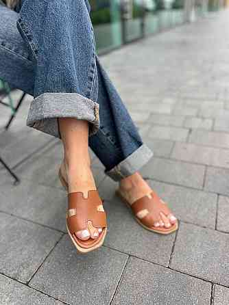 Mermaid Шльопанці жіночі з натуральної шкіри на плоскій підошві коричневі Mermaid 2401 р. 36-40 Коломыя