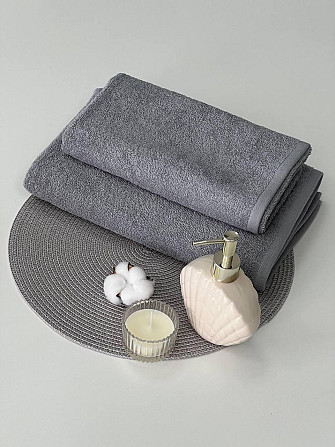 Комплект полотенец однотонных Ideal Textile 50х90 см + 70х140 см 360 г/м2 (56861149) Сірий Черновцы - изображение 3