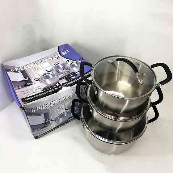 Каструля з нержавіючої сталі, Набір каструль вищої якості, Набір антипригарних каструль з кришкою SM-62 Івано-Франківськ