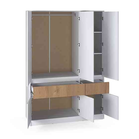 Шкаф распашной для одежды с выдвижными ящиками (полки - штанга) Эверест Стайл-1400 140х53х203 см Нимфея Альба (белый)/Канелла (DTM-073577) Львов