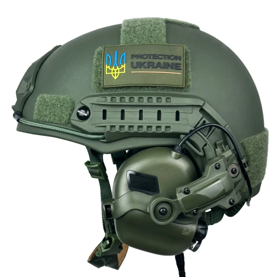 Тактический комплект шлем Fast + наушники Earmor М31 + крепление Чебурашка (Оливковый) XL Винница