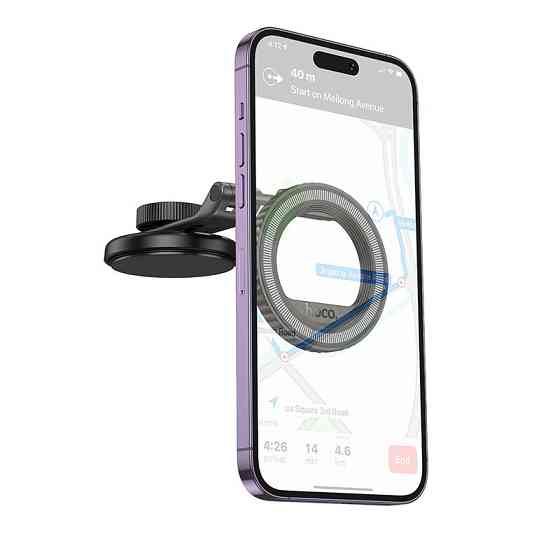 Автомобильный держатель для телефона HOCO H77 View folding magnetic ring car holder (center console) Black Metal Gray Одесса